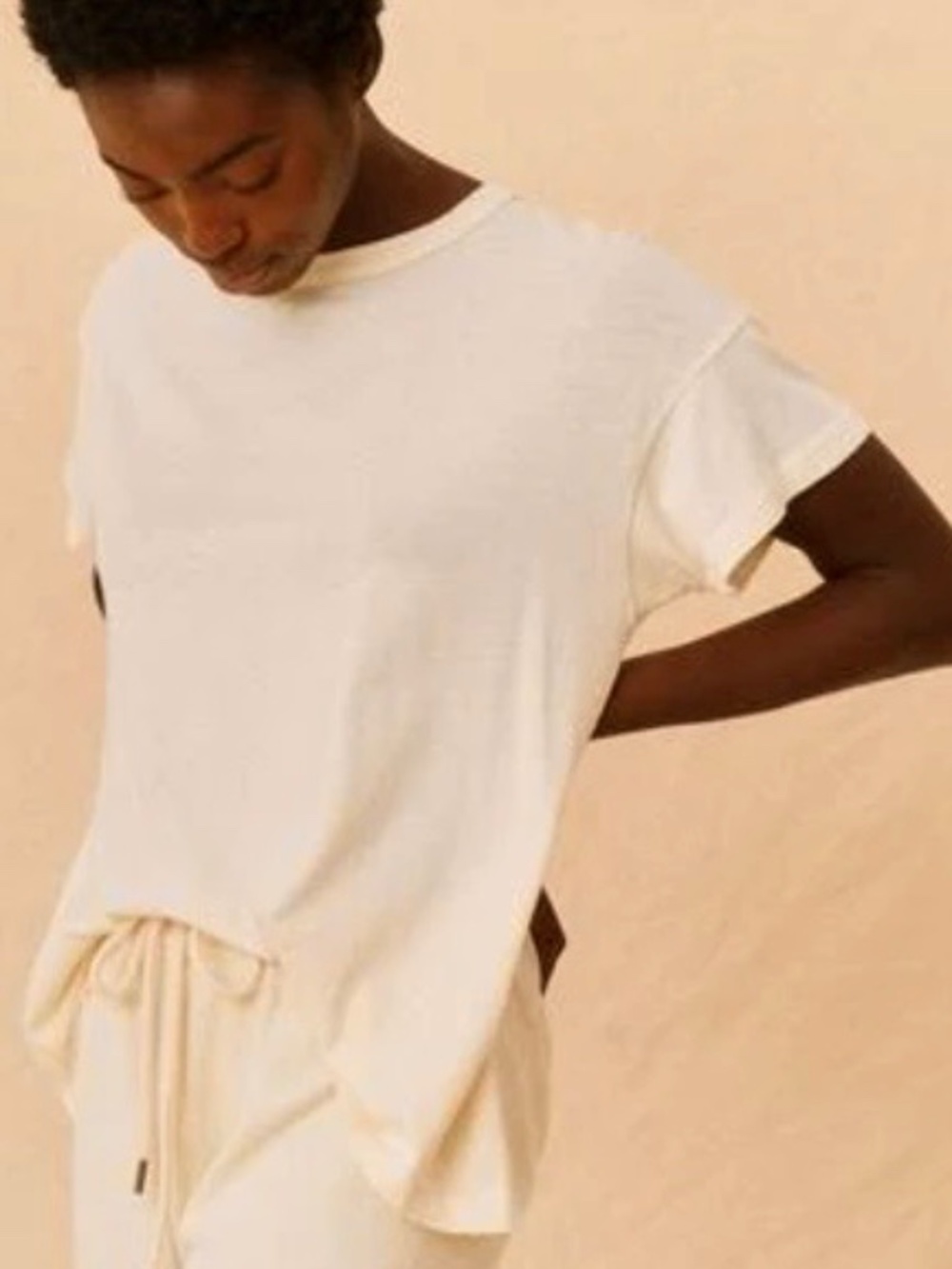 The Great The Boxy Crew Tee Washed White Cream Size 3 Large